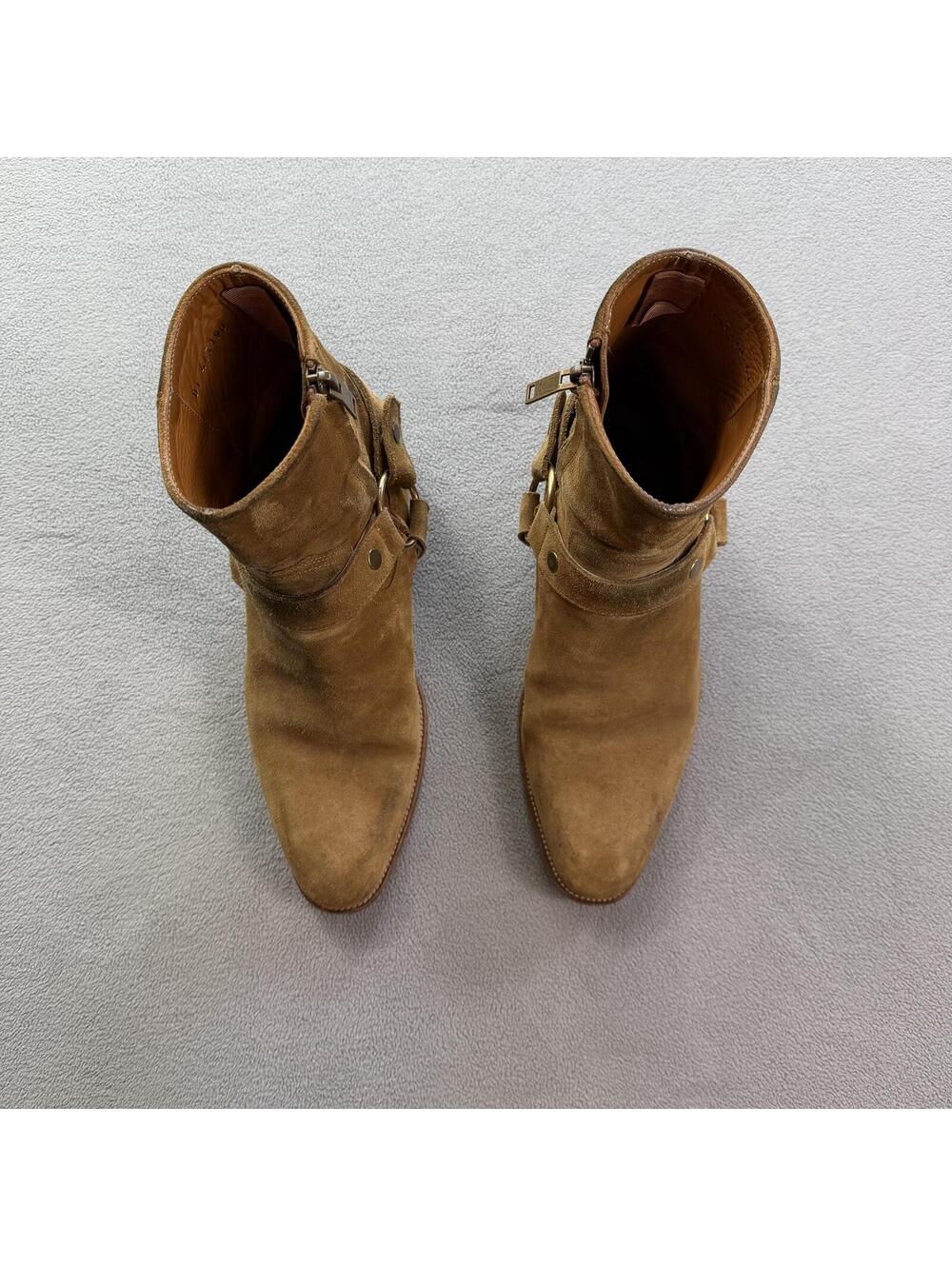 Saint Laurent Paris Wyatt Harness Suede Boots Brown Tan Italy Men's EU 41 US 8 - Picture 8 of 12